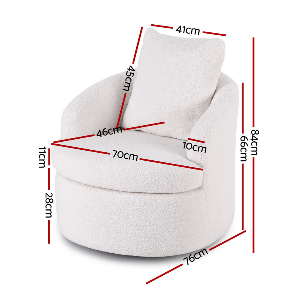 Killian Boucle Swivel Armchair White