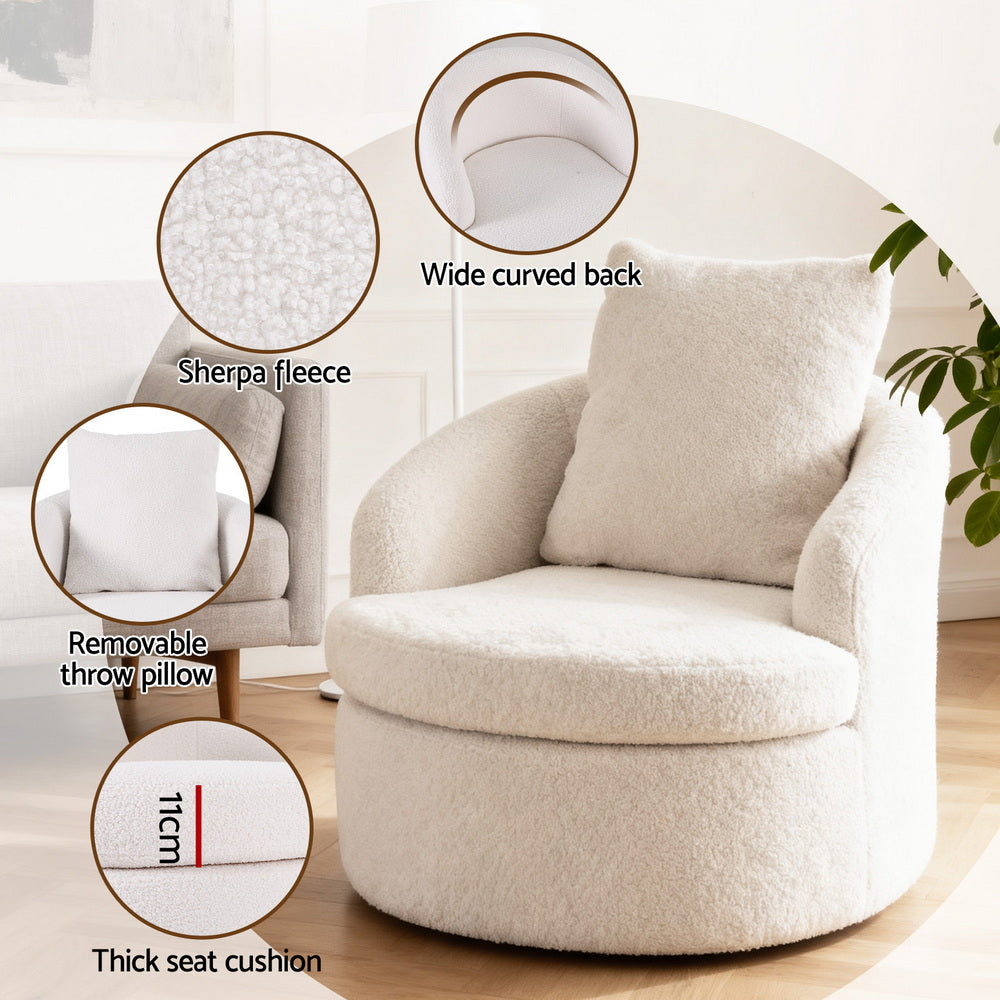 Killian Boucle Swivel Armchair White