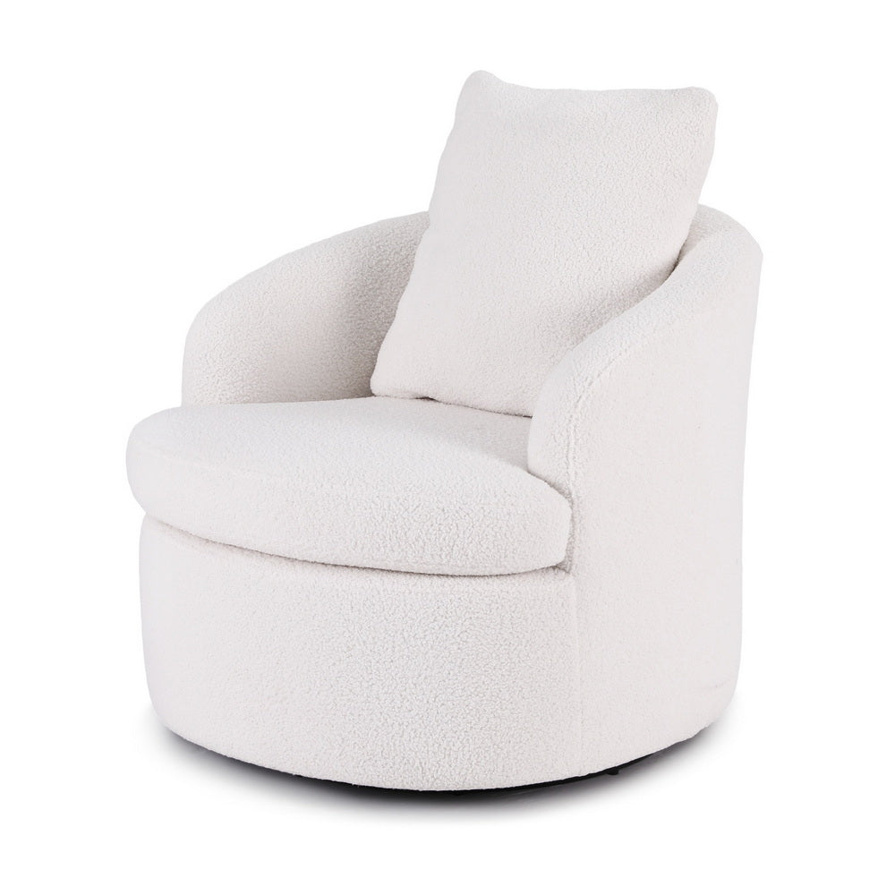 Killian Boucle Swivel Armchair White