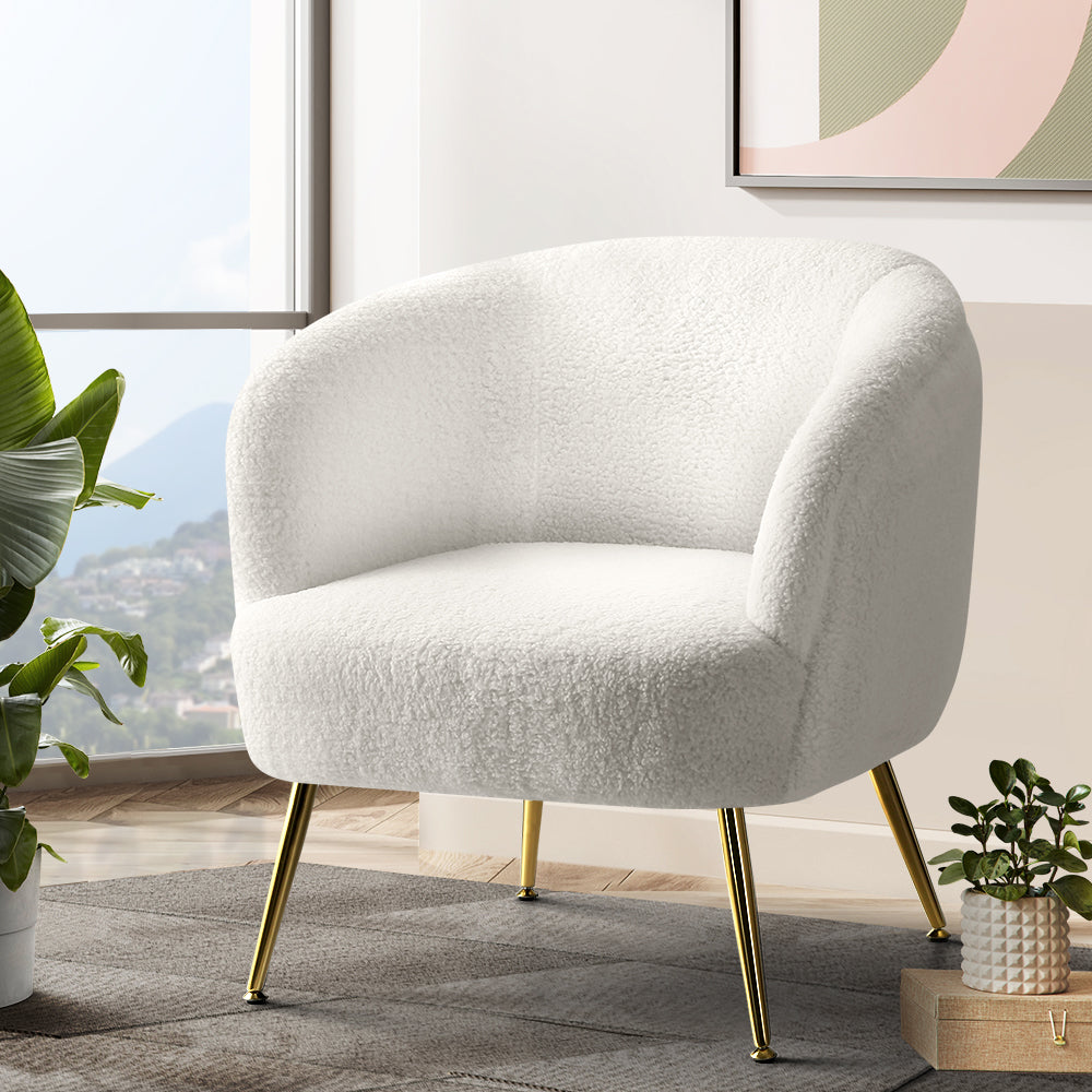 Lenny Boucle Armchair White