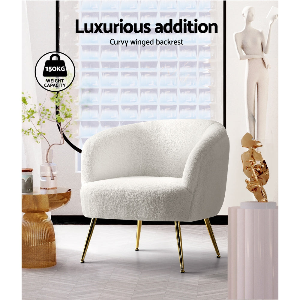 Lenny Boucle Armchair White