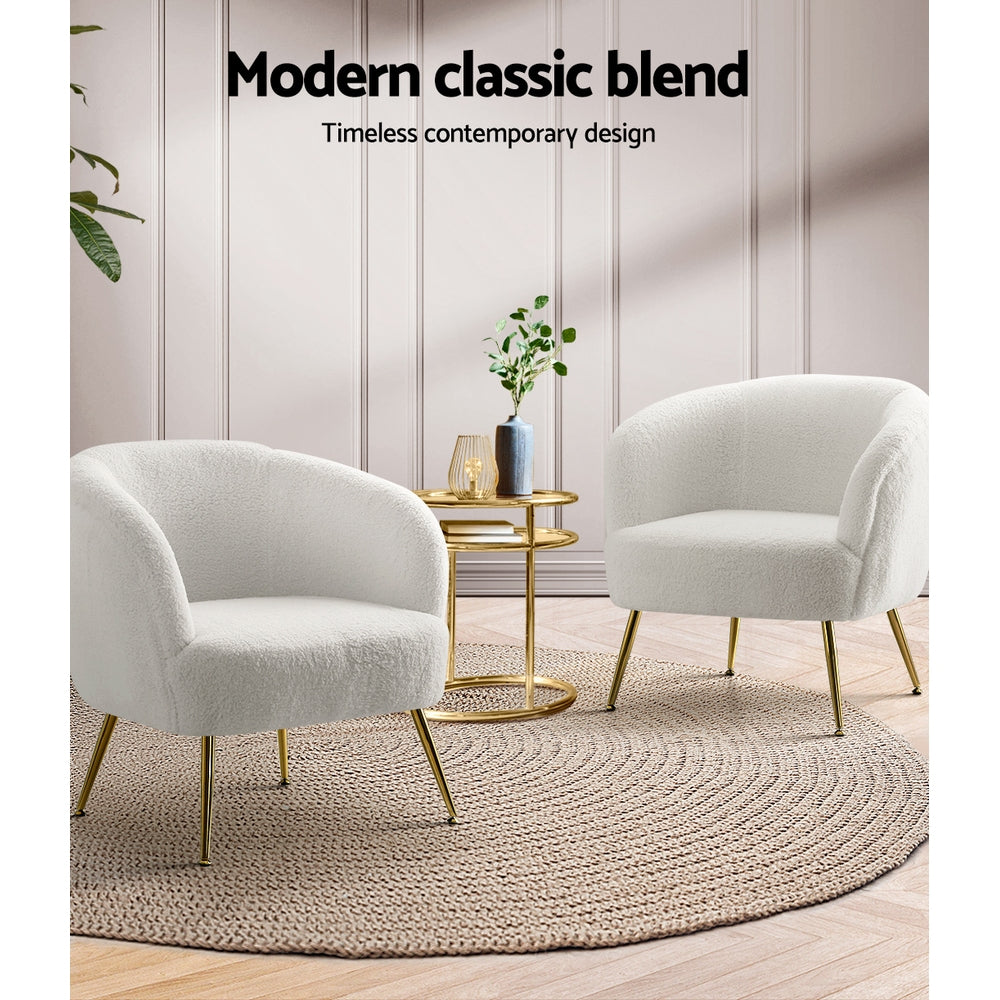 Lenny Boucle Armchair White