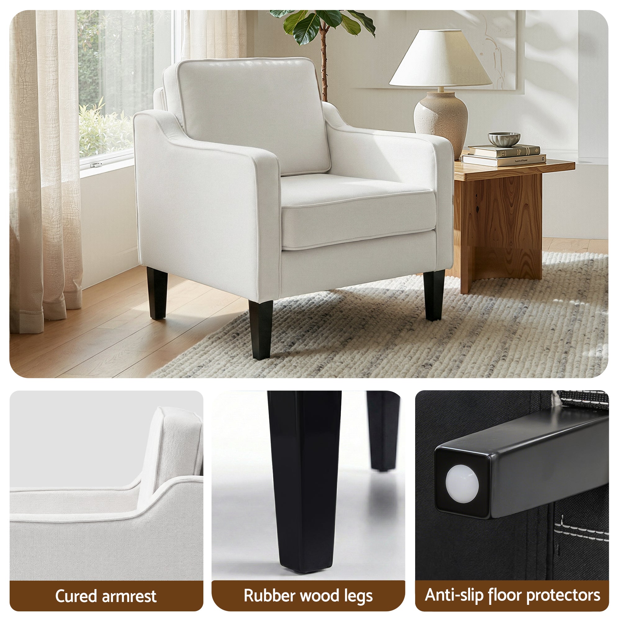 Benjie Fabric Armchair Beige