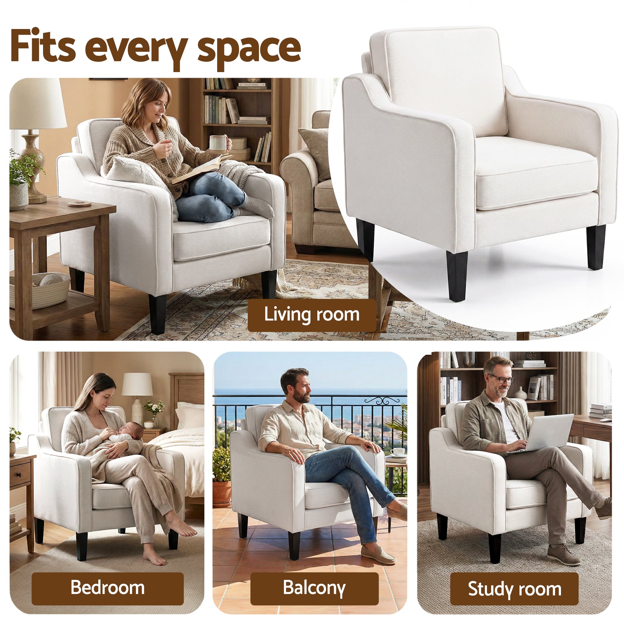 Benjie Fabric Armchair Beige