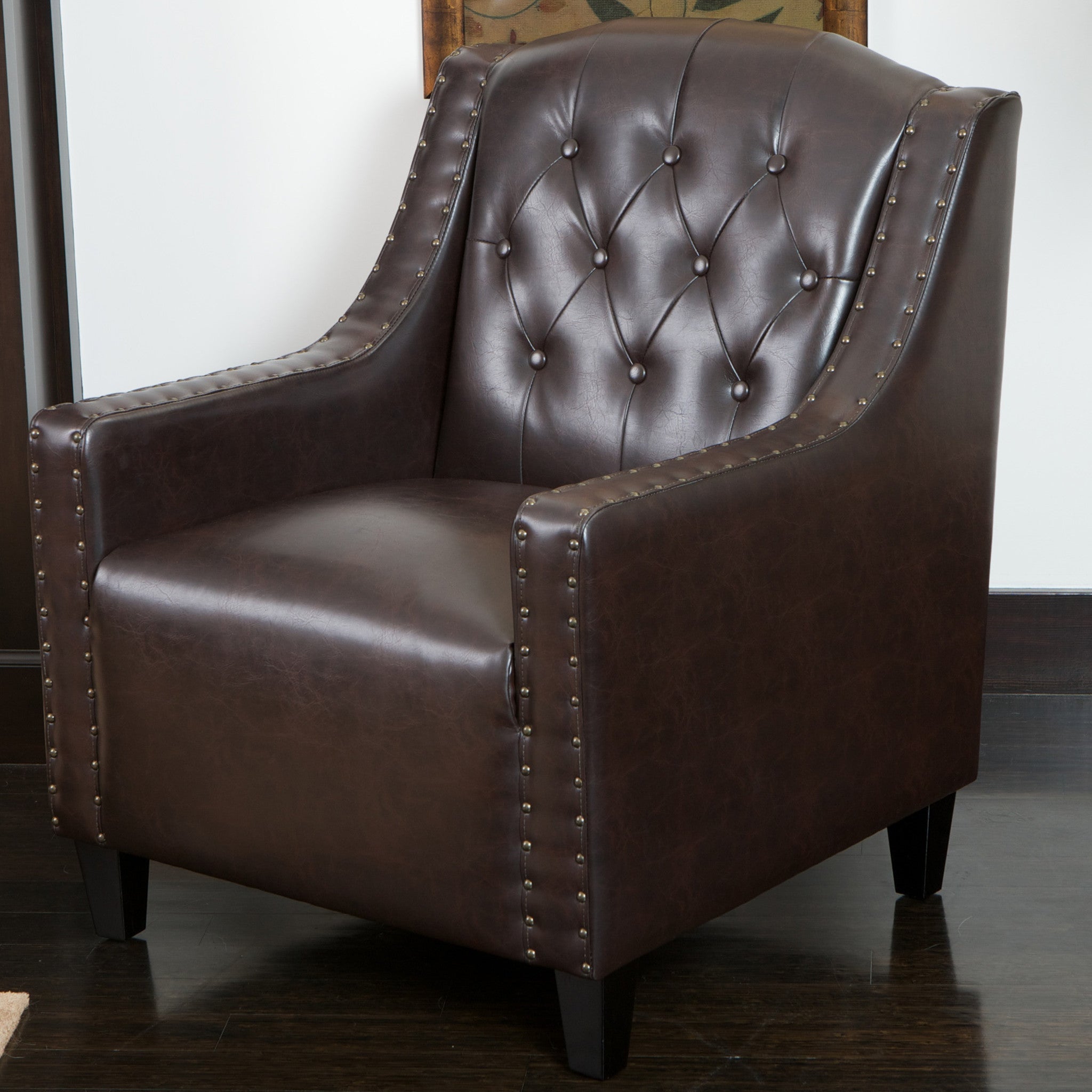 Nottingham Tufted Armchair & Footstool Set Brown