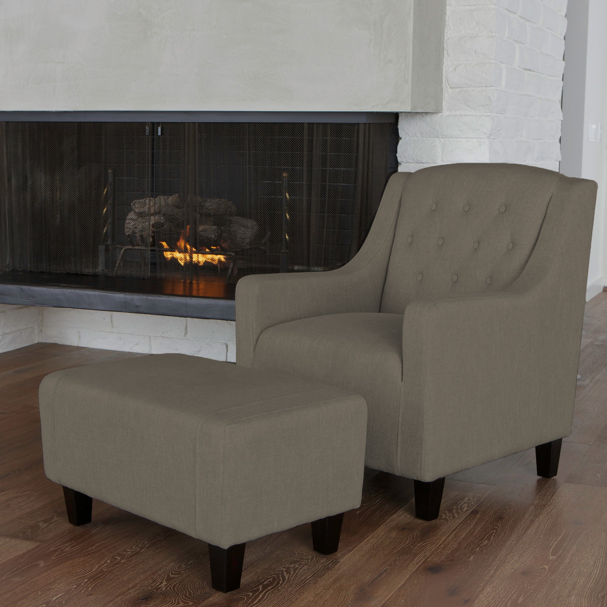 Nottingham Tufted Armchair & Footstool Set Grey