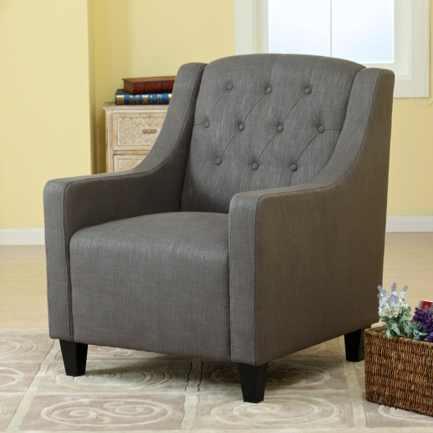 Nottingham Tufted Armchair & Footstool Set Grey