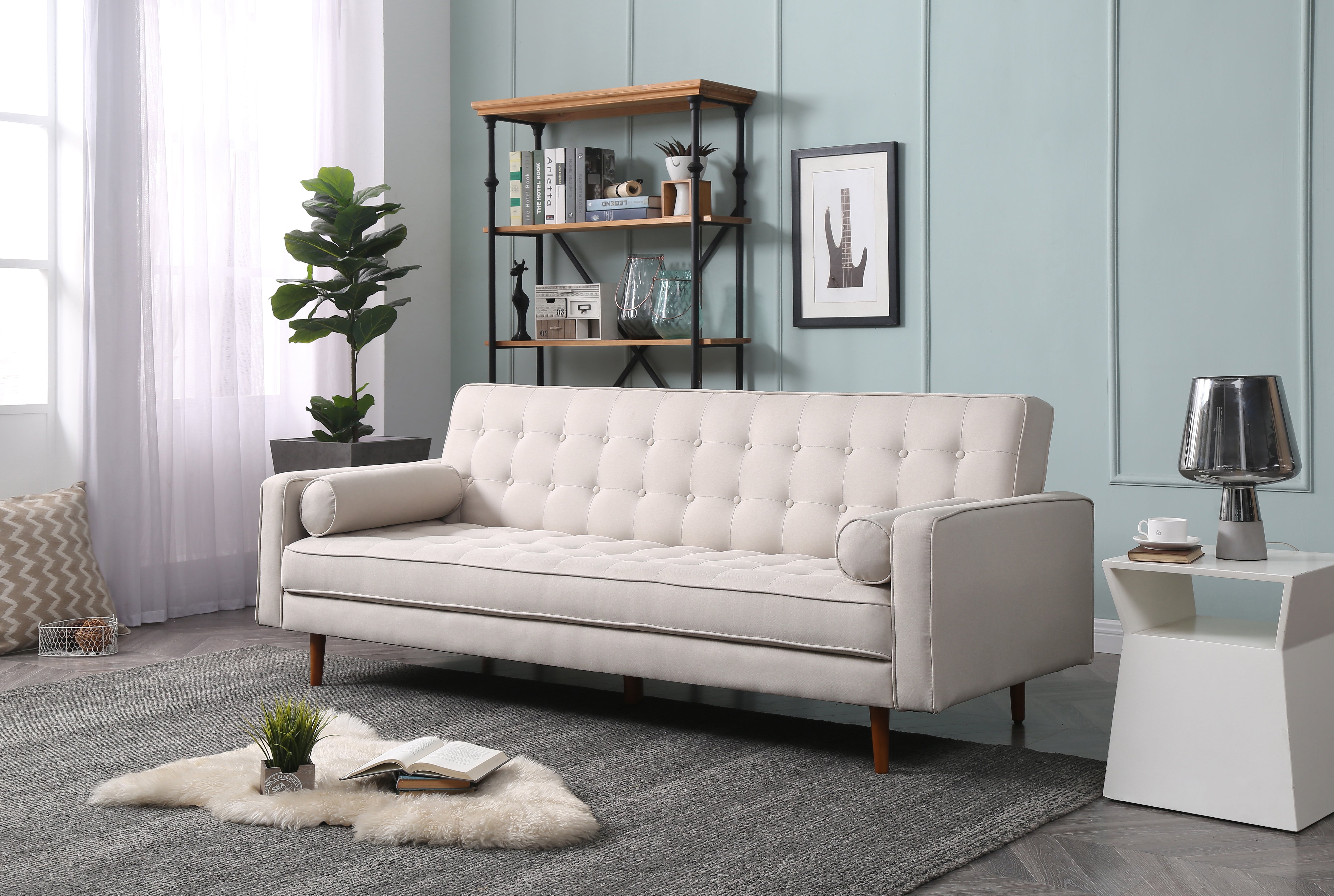 Plast 3 Seater Sofa Bed Beige