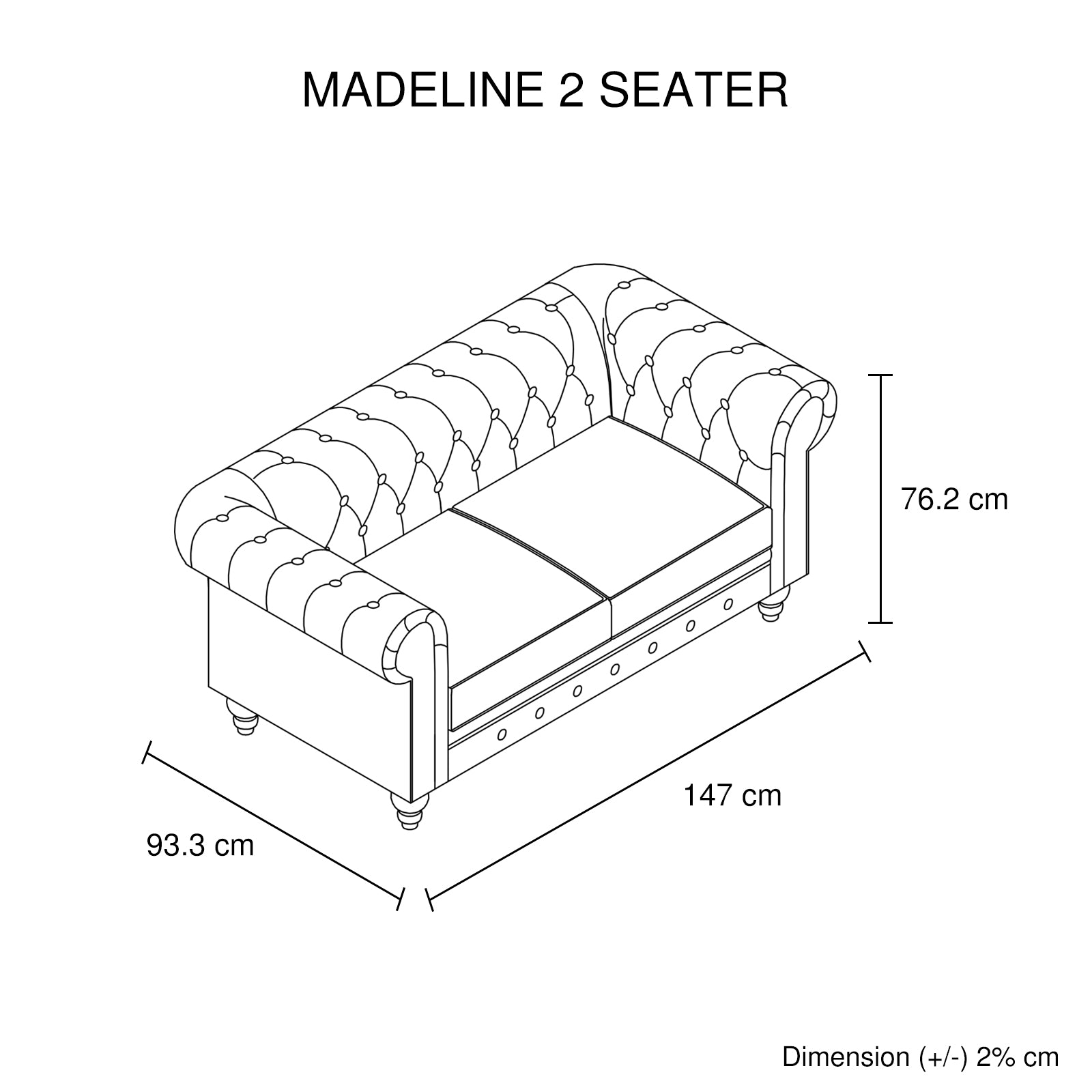Bradford Tufted 3 Seater Sofa Bed