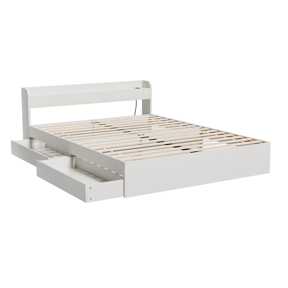 Cassandra 2 Drawer Double Bed Frame White