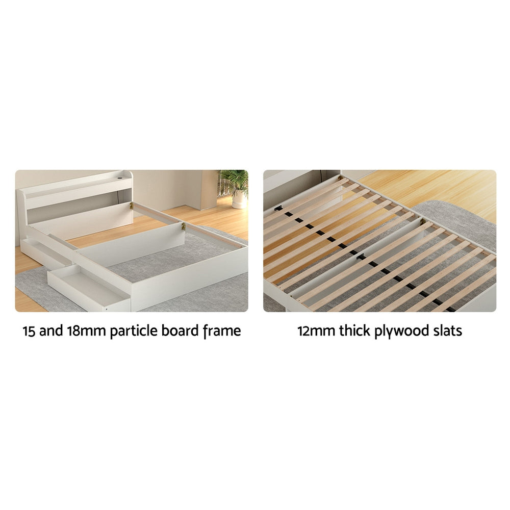 Cassandra 2 Drawer Double Bed Frame White