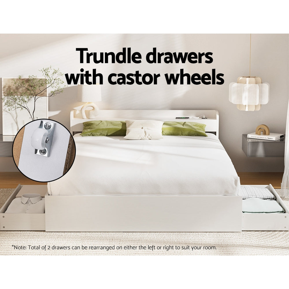 Cassandra 2 Drawer Double Bed Frame White