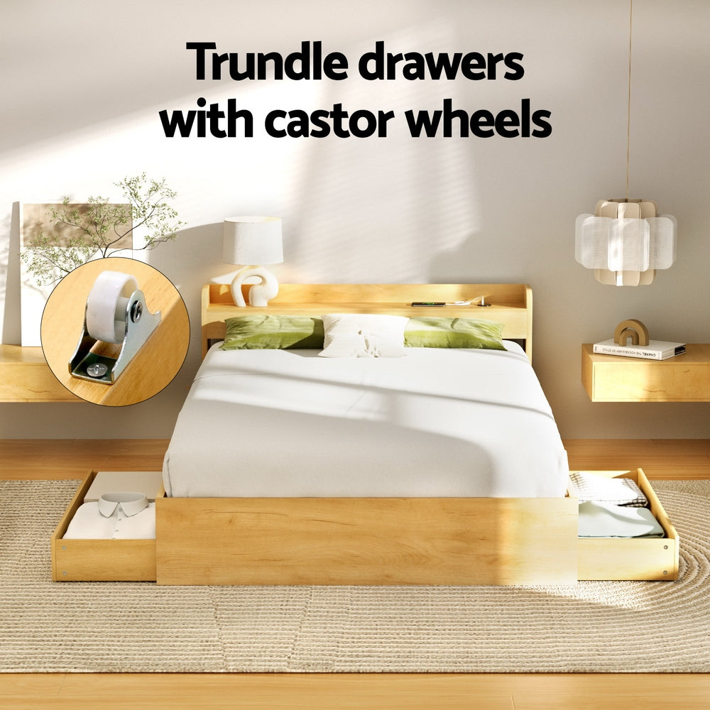 Cassandra 2 Drawer Double Bed Frame Oak
