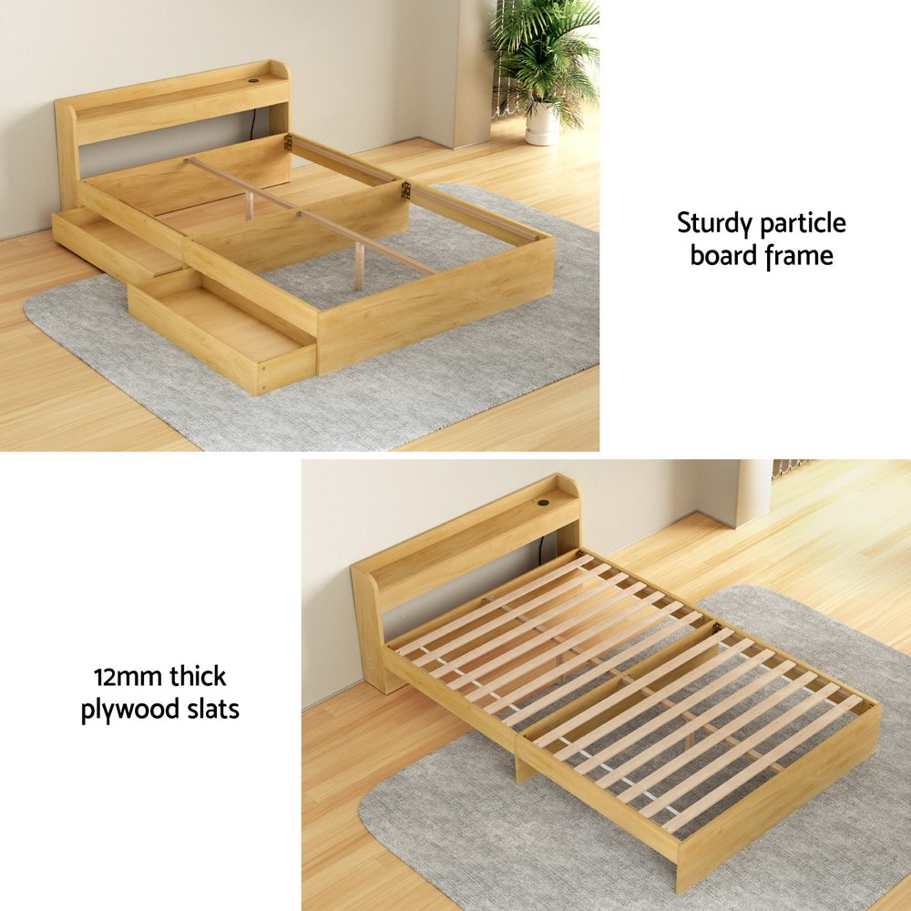 Cassandra 2 Drawer Double Bed Frame Oak