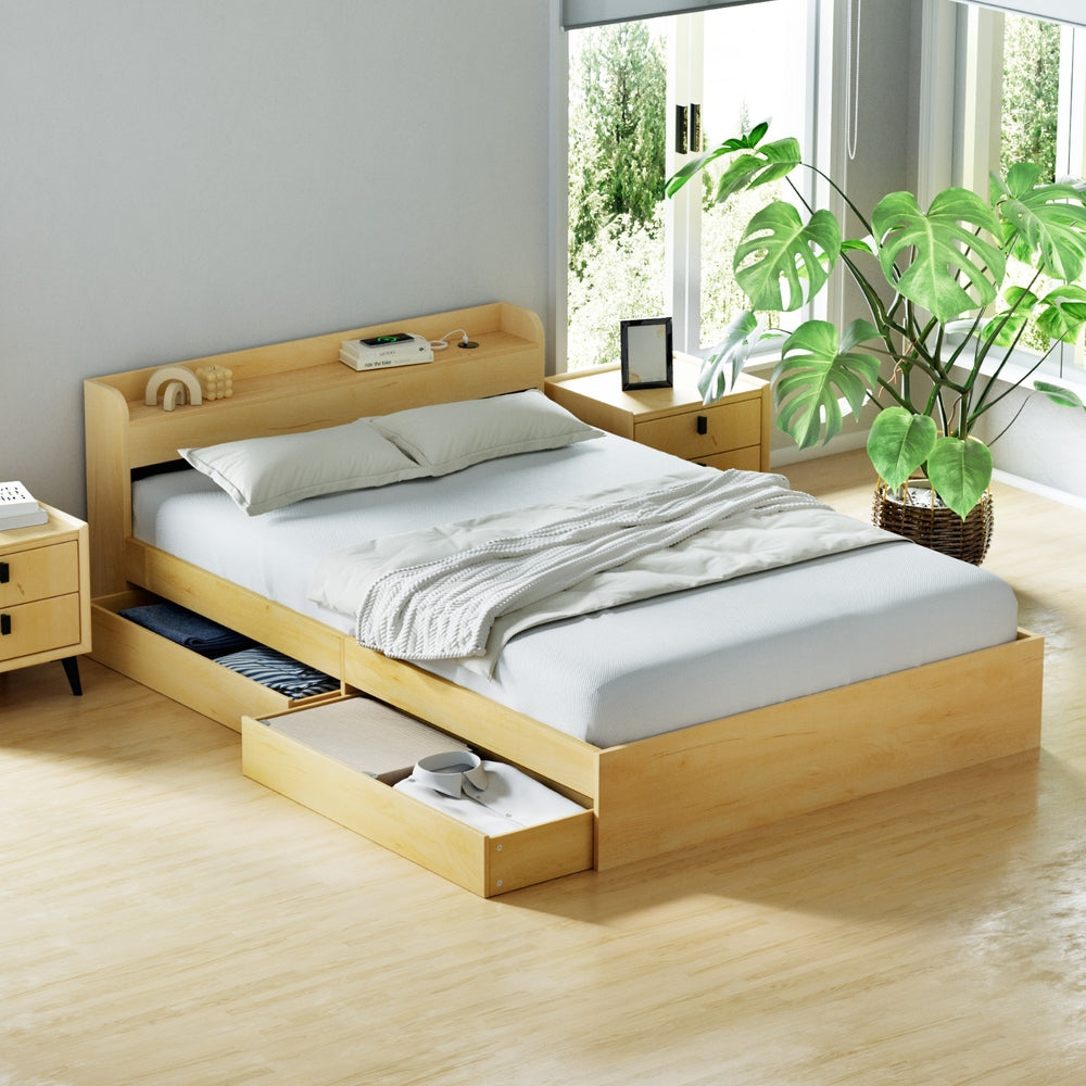 Cassandra 2 Drawer Double Bed Frame Oak