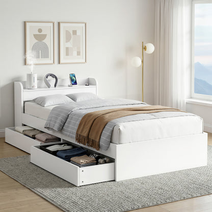 Cassandra 2 Drawer King Single Bed Frame White