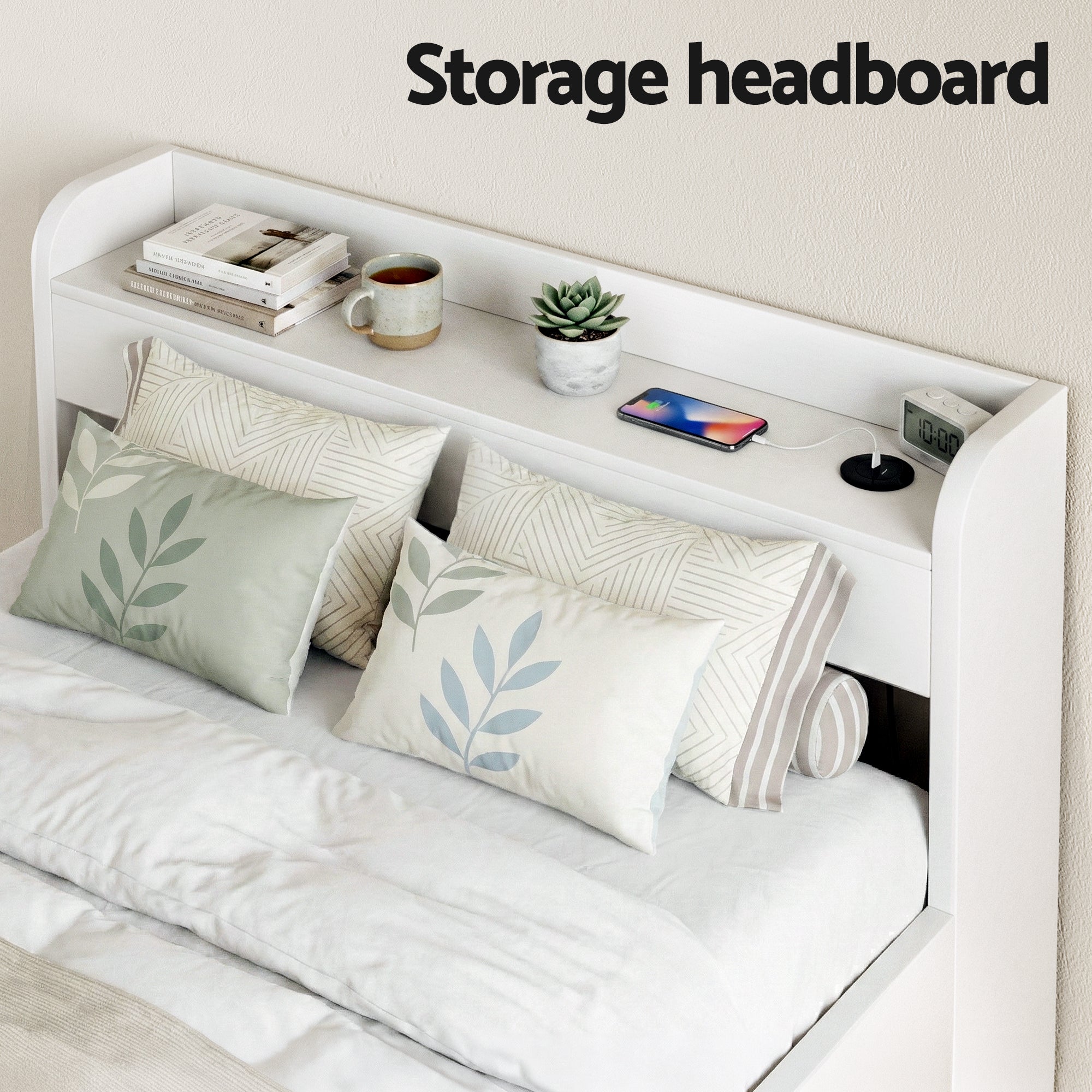 Cassandra 2 Drawer King Single Bed Frame White