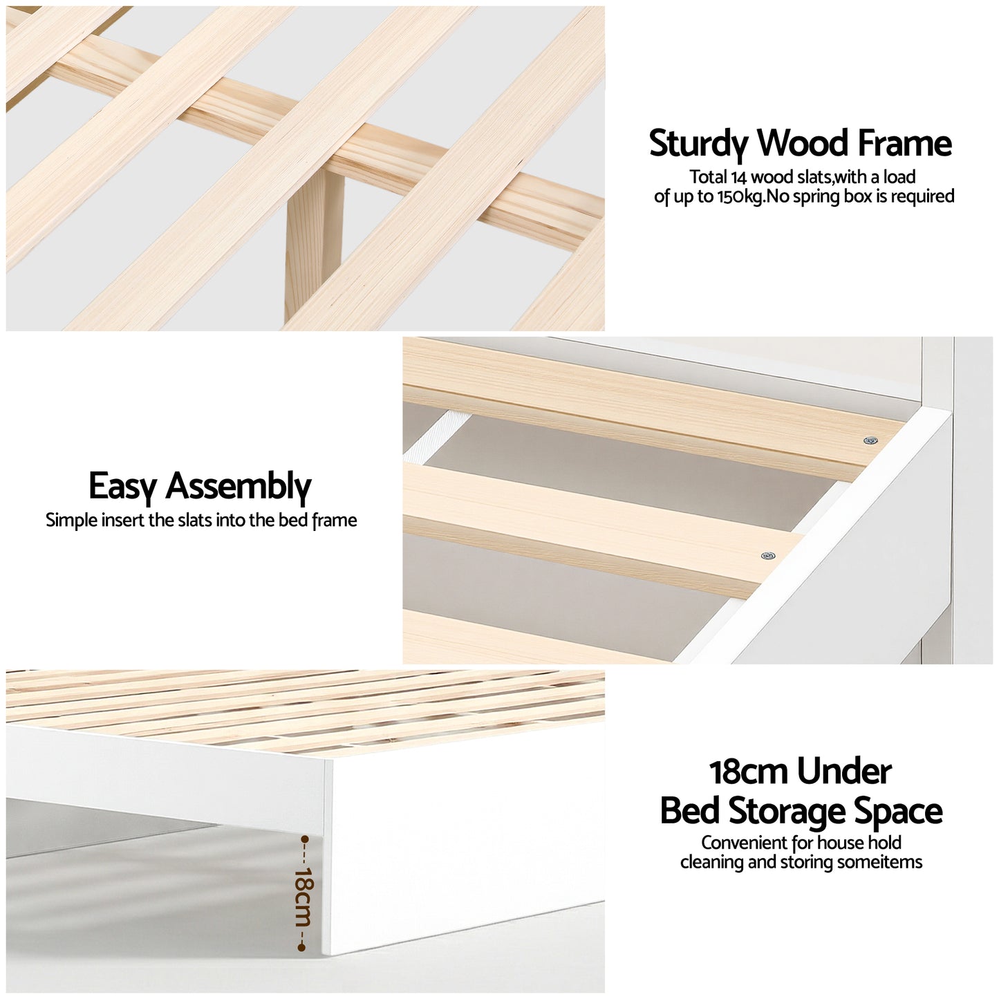 Cassandra 2 Drawer King Single Bed Frame White