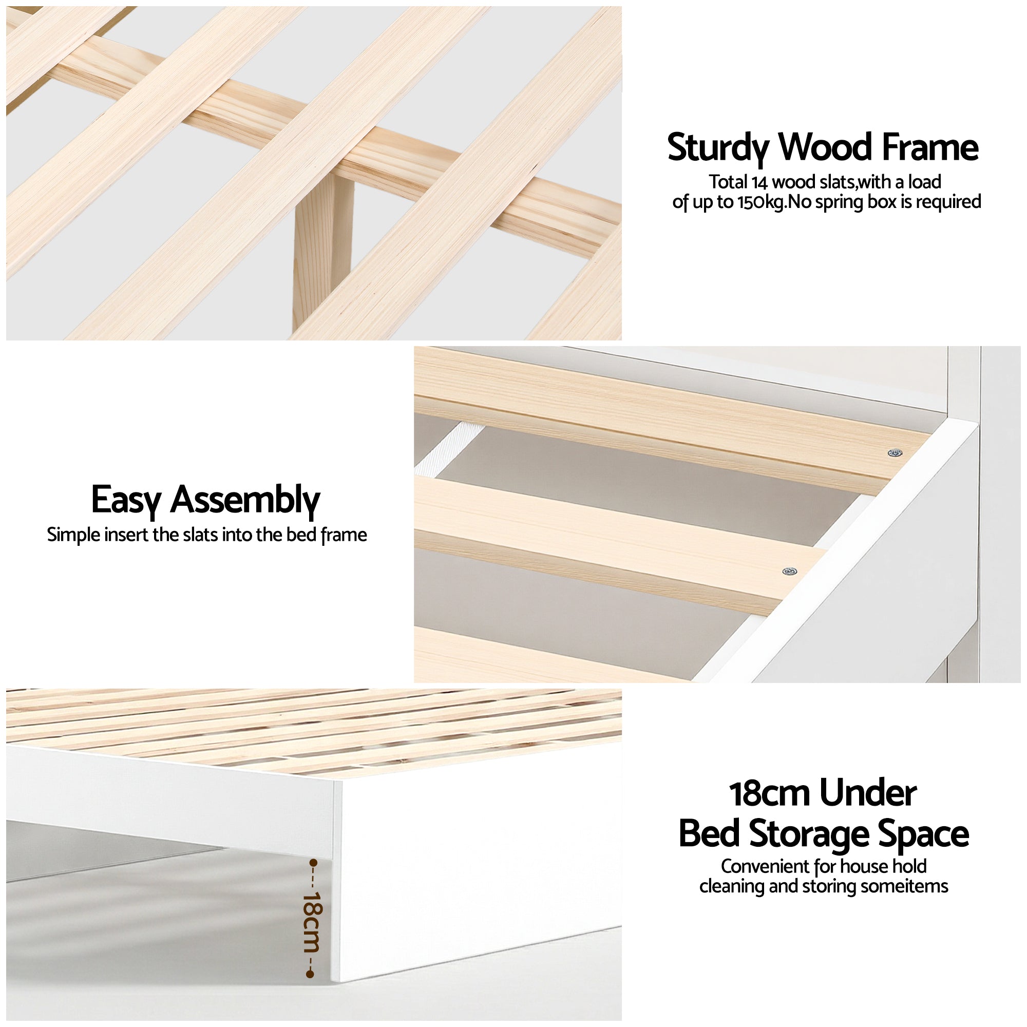 Cassandra 2 Drawer King Single Bed Frame White