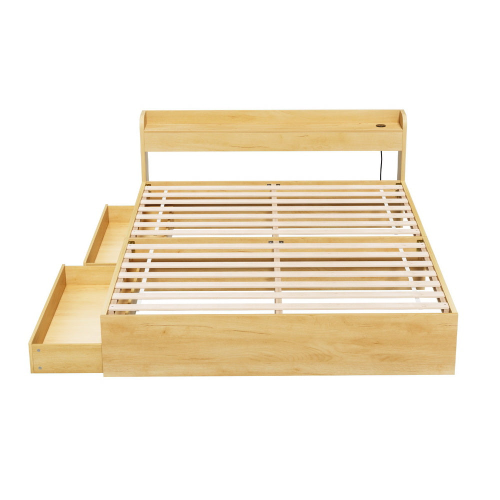 Cassandra 2 Drawer Queen Bed Frame Oak