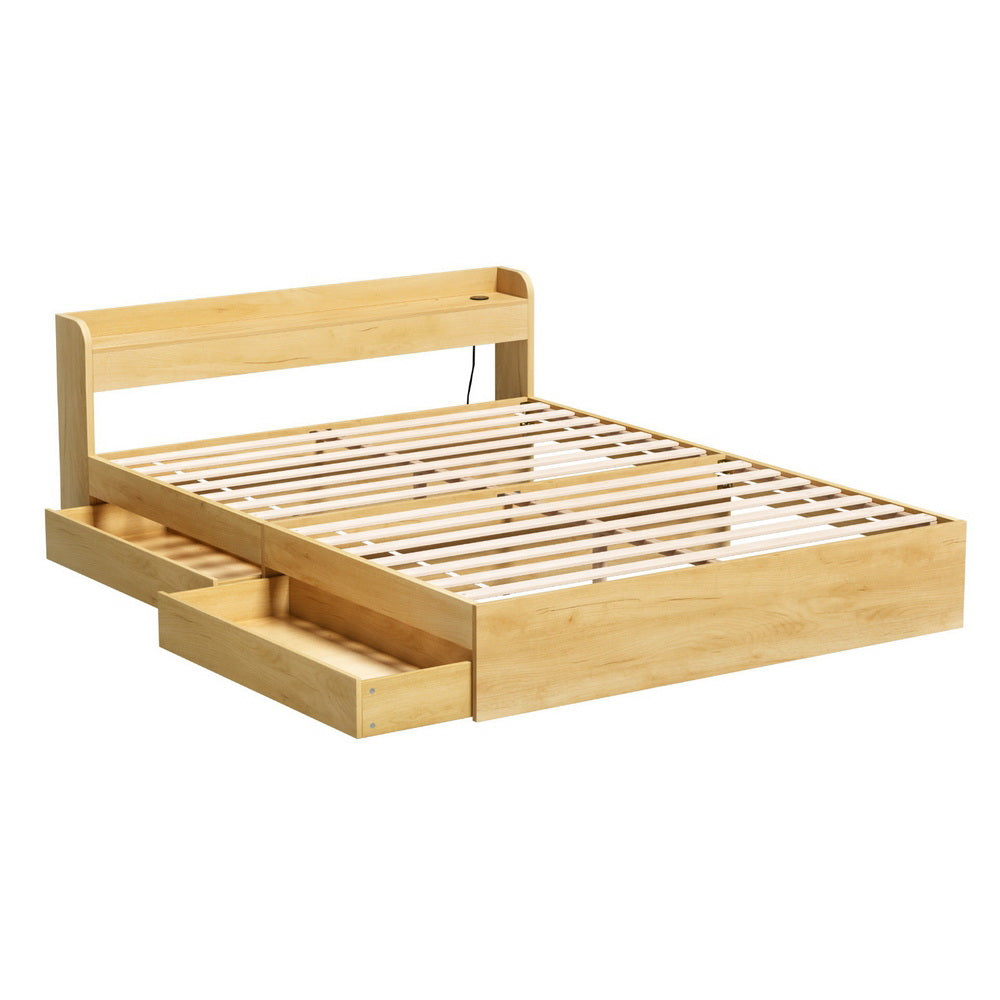 Cassandra 2 Drawer Queen Bed Frame Oak