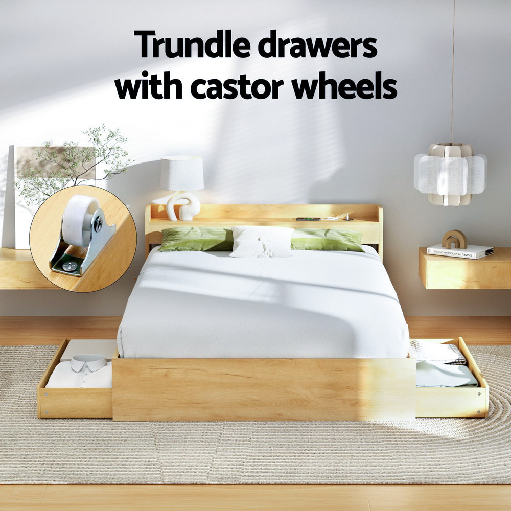 Cassandra 2 Drawer Queen Bed Frame Oak