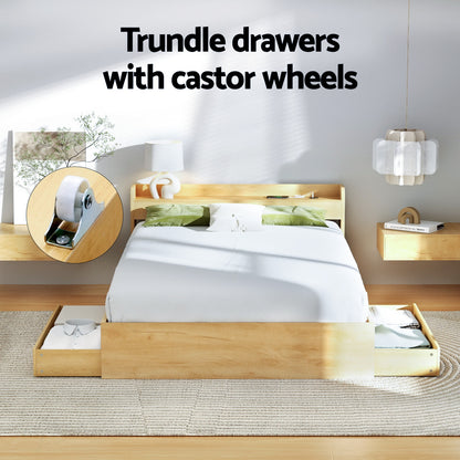 Cassandra 2 Drawer Queen Bed Frame Oak