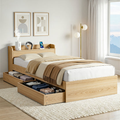 Cassandra 2 Drawer Single Bed Frame Oak