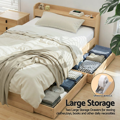 Cassandra 2 Drawer Single Bed Frame Oak