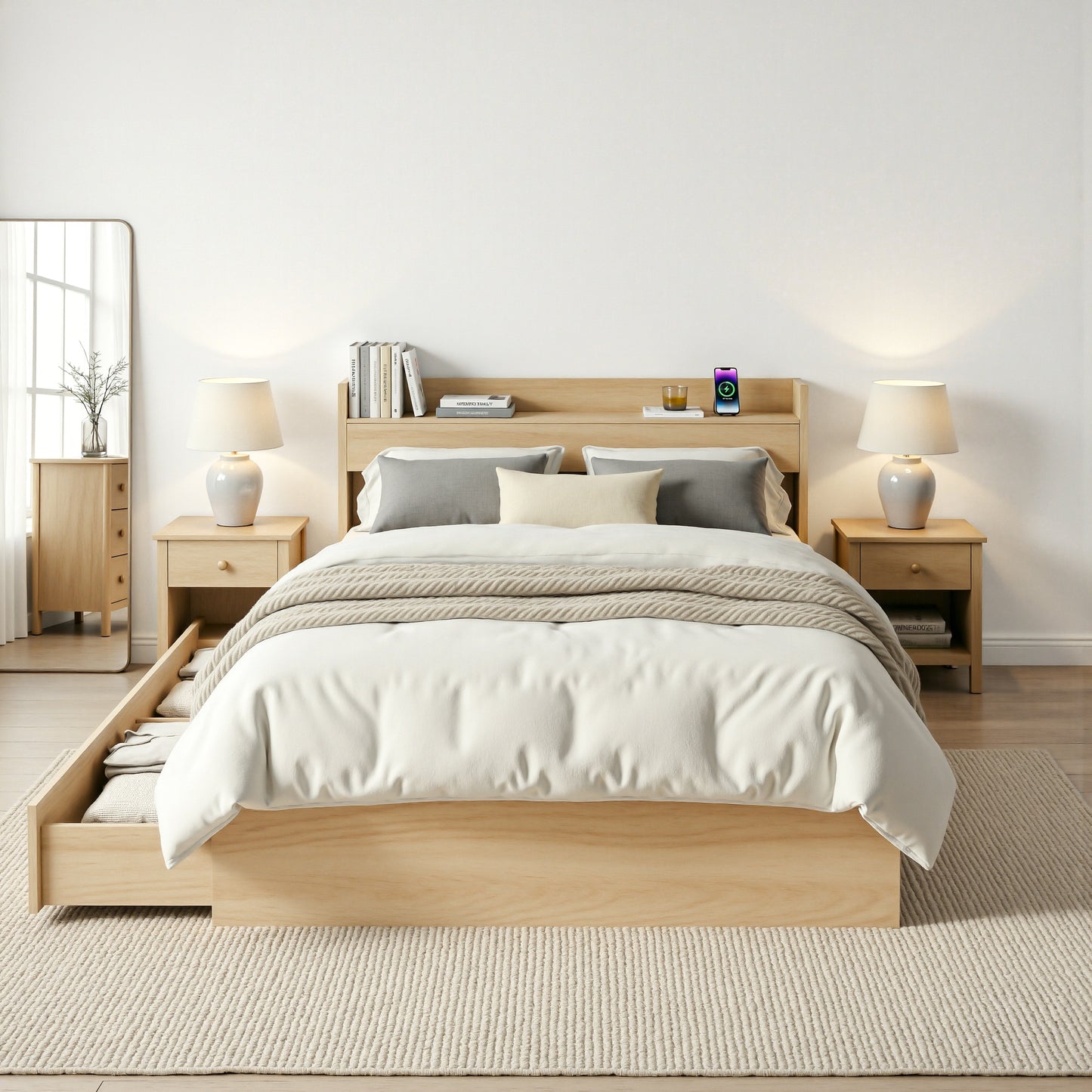 Cassandra 2 Drawer Single Bed Frame Oak