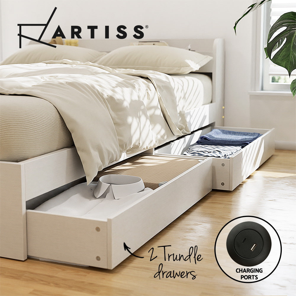 Cassandra 2 Drawer Single Bed Frame White