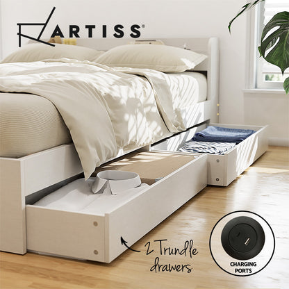 Cassandra 2 Drawer Single Bed Frame White