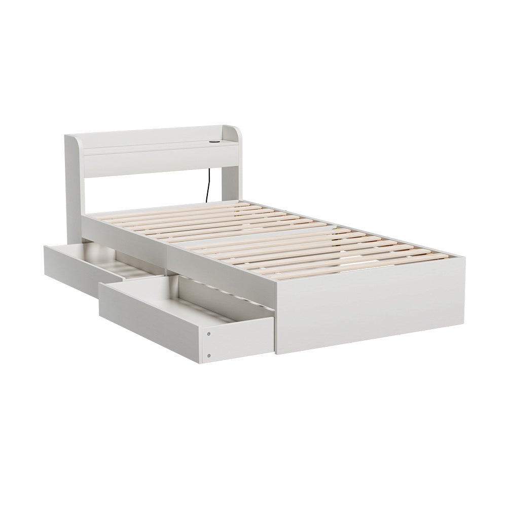 Cassandra 2 Drawer Single Bed Frame White