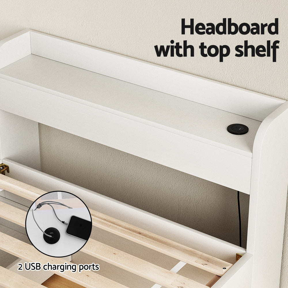 Cassandra 2 Drawer Single Bed Frame White