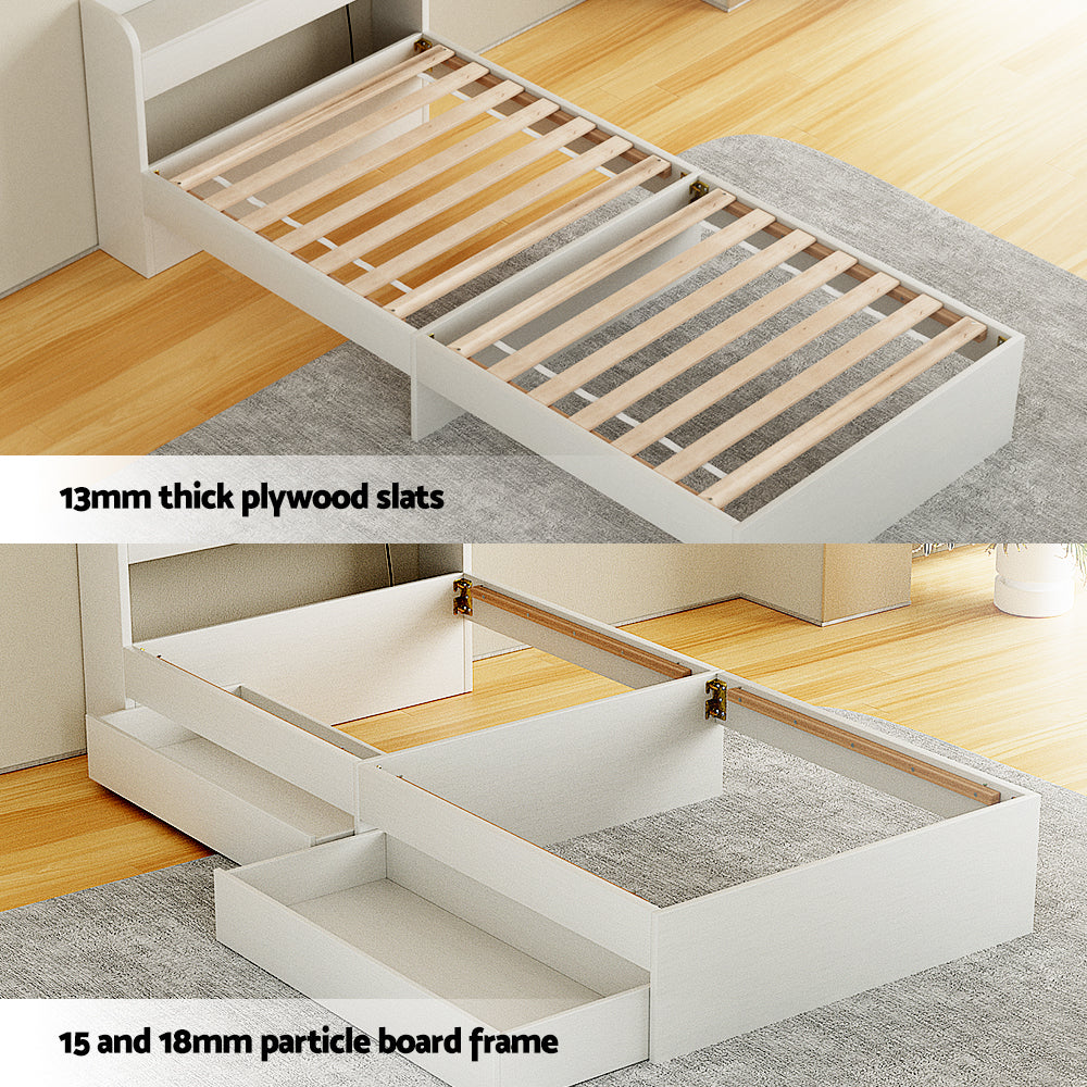 Cassandra 2 Drawer Single Bed Frame White