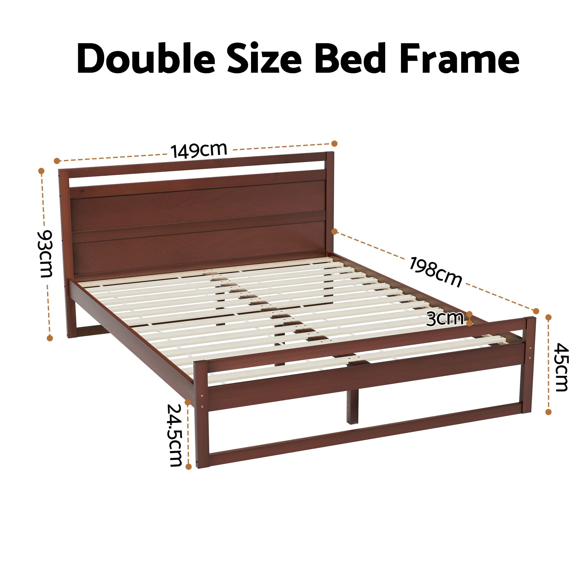 Kenny Wooden Bed Frame Double