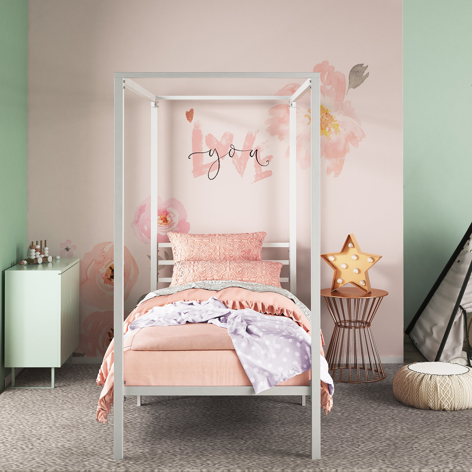 Penelope Canopy Bed Frame White
