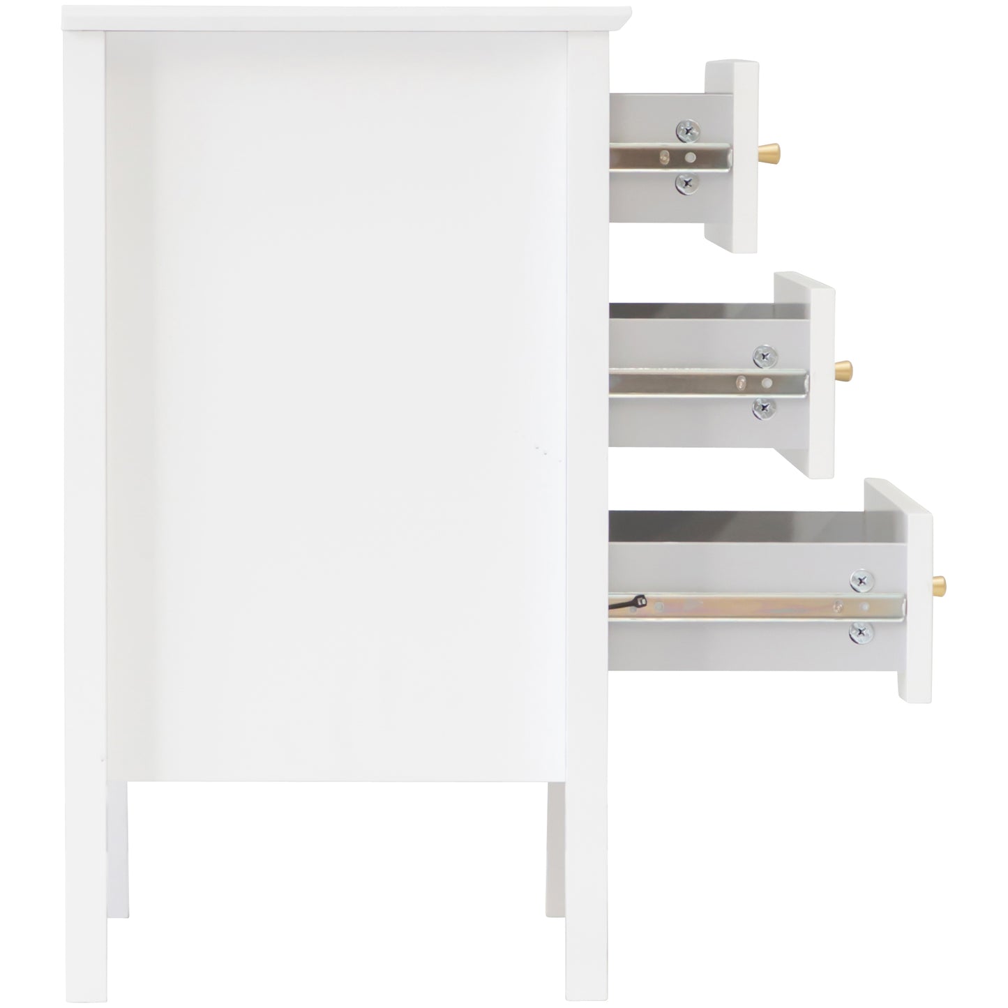 Zara Fluted 3 Draw Bedside - White