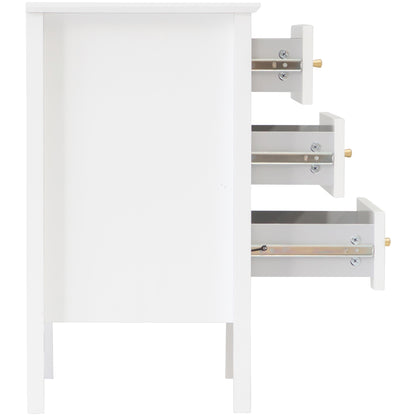 Zara Fluted 3 Draw Bedside - White