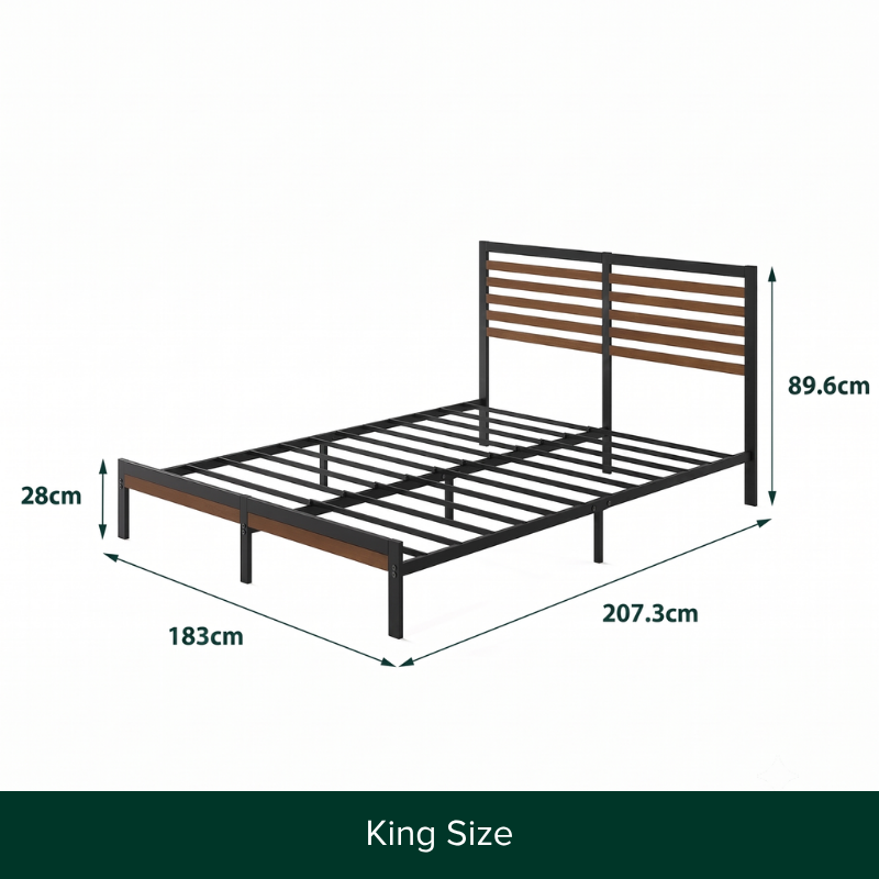 Kai Bamboo Wood and Metal Bed Frame Black King