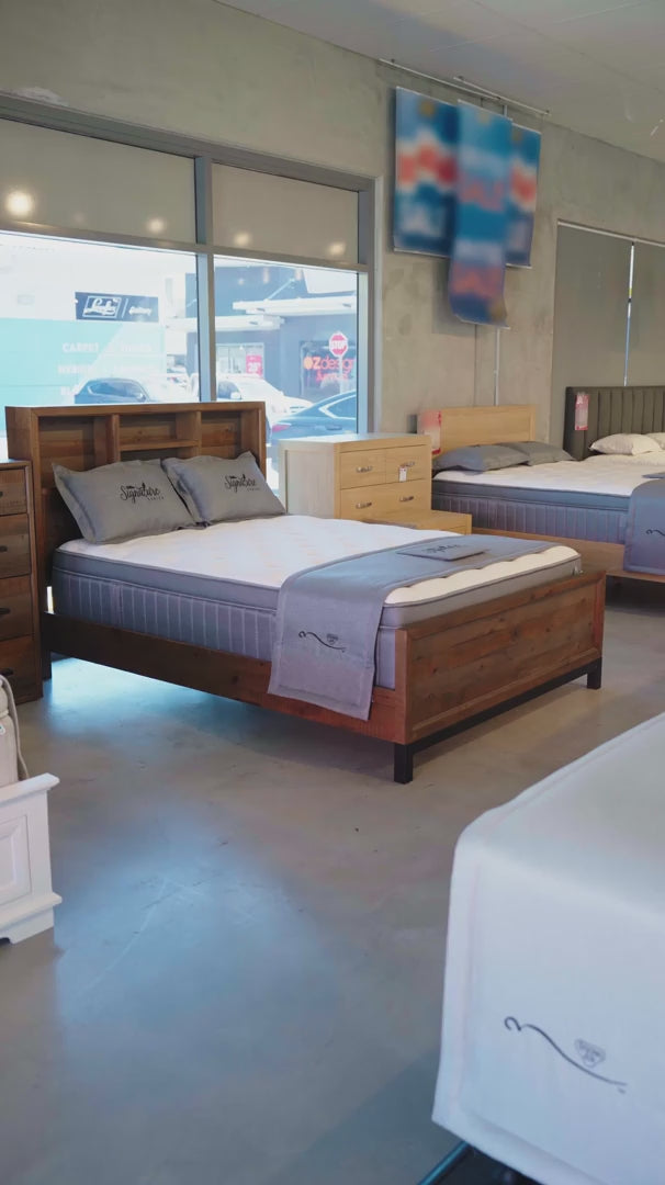 Load video: Reklaim Bookcase Queen Bed Frame