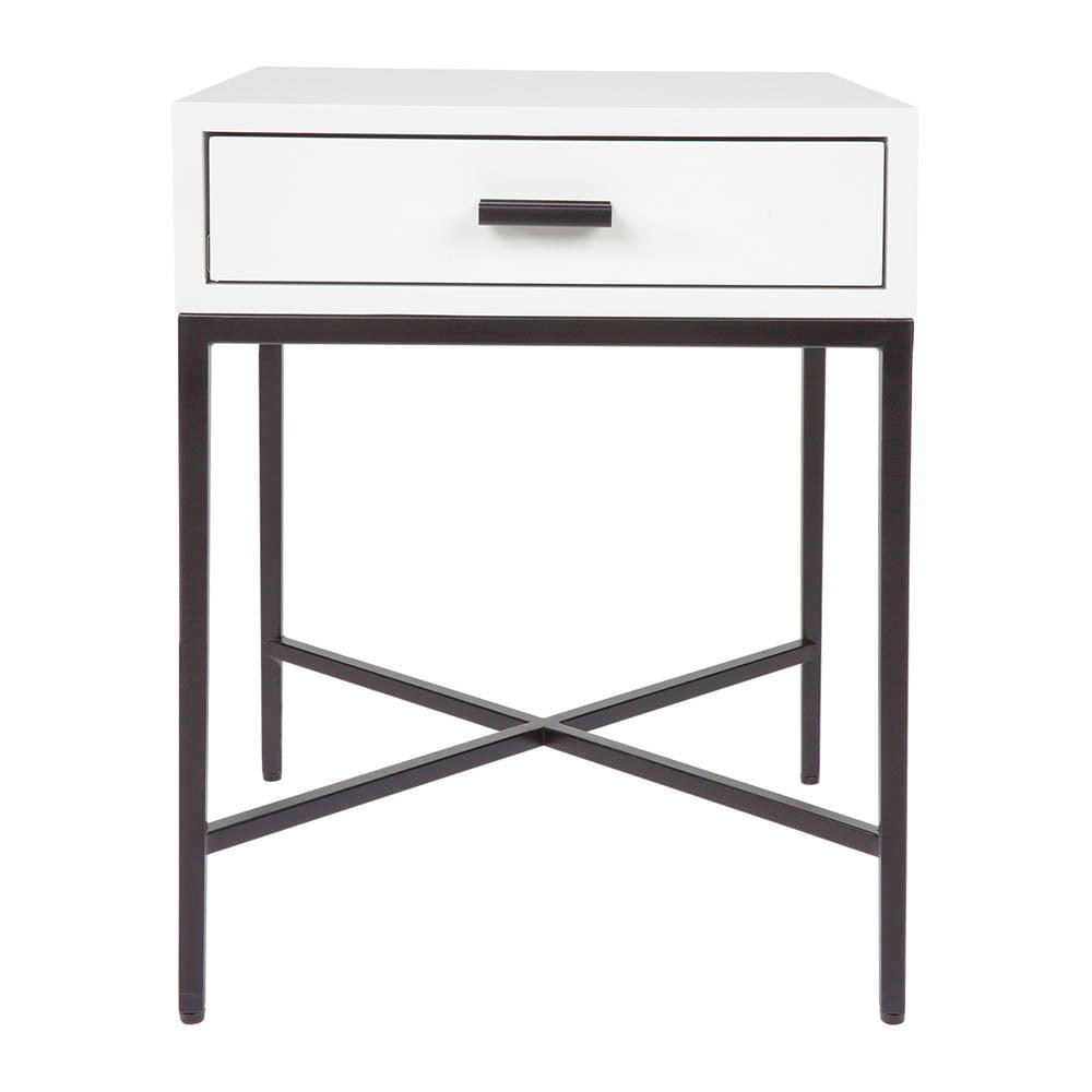 Nessa White Bedside Table Black